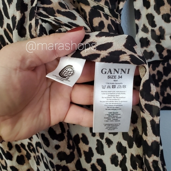 GANNI Asymmetric leopard-print georgette midi wrap dress - Picture 7 of 7